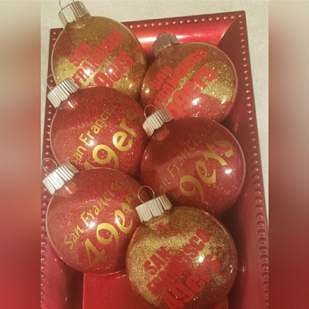49er glitter handcrafted ornaments